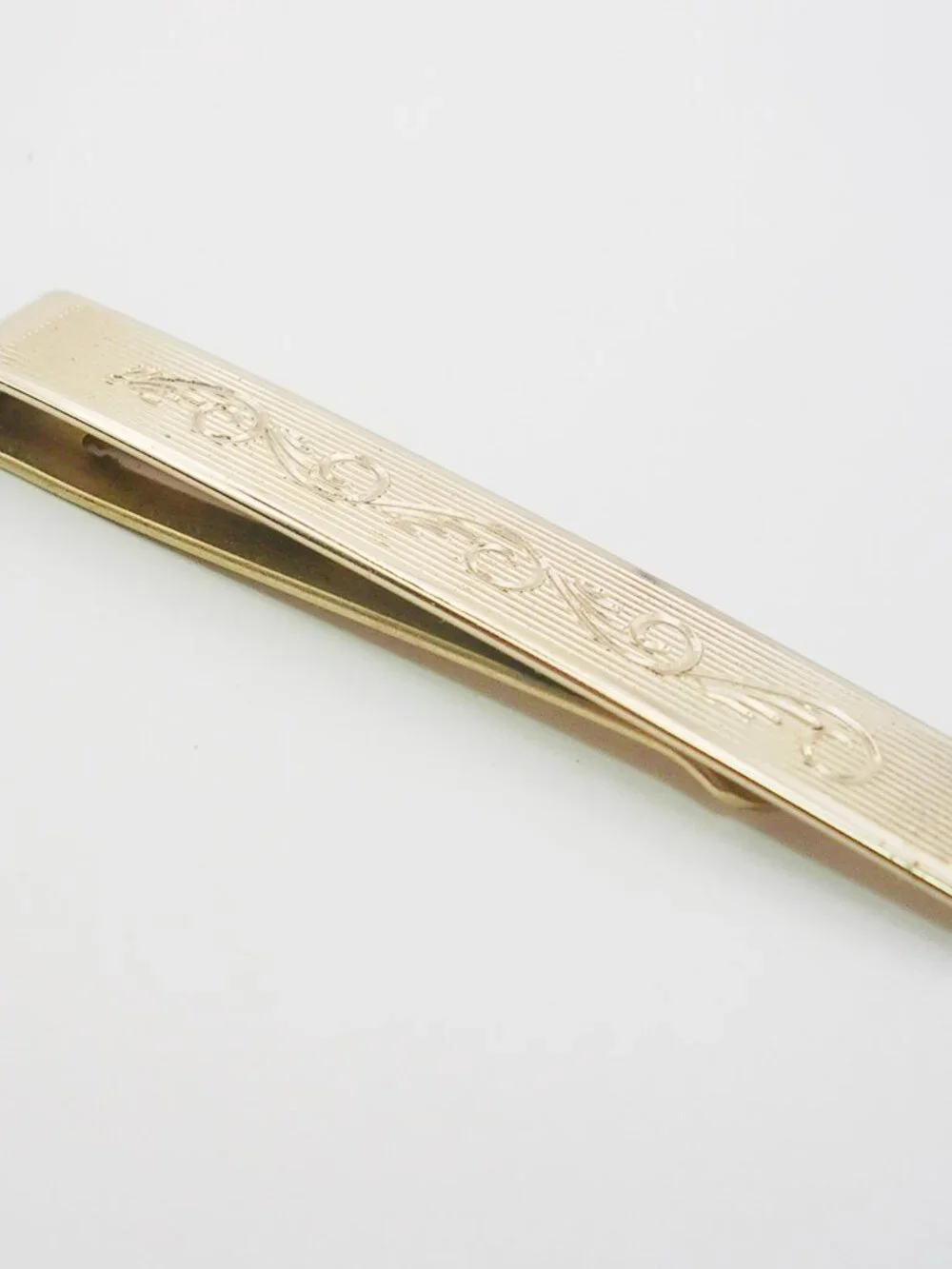 Vintage Tie Bar Money Clip classic gold tone Retro Design